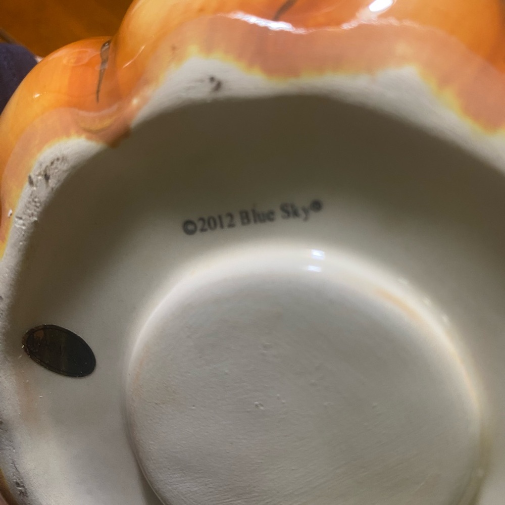 BLUE SKY Clayworks Pumpkin Candle Holder Heather Goldminc 2012 NWT - Picture 8 of 13